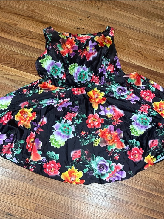 Grace Karin Dresses & Skirts - Grace Karin Black Floral Midi Dress with Vibrant Multicolor Blooms